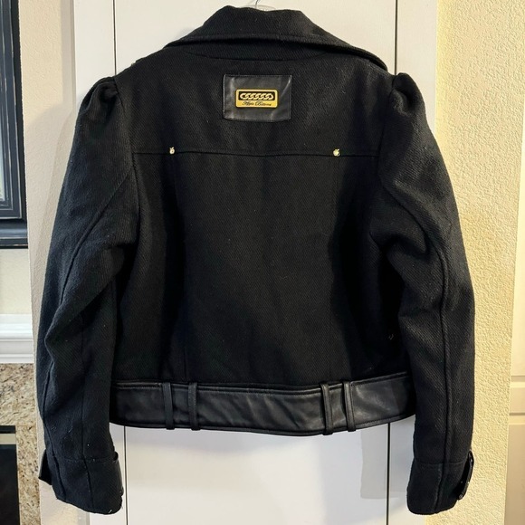 Apple Bottoms Women's Classic Black Wool Blend Zip Biker Jacket Size Large Y2K - Picture 8 of 14